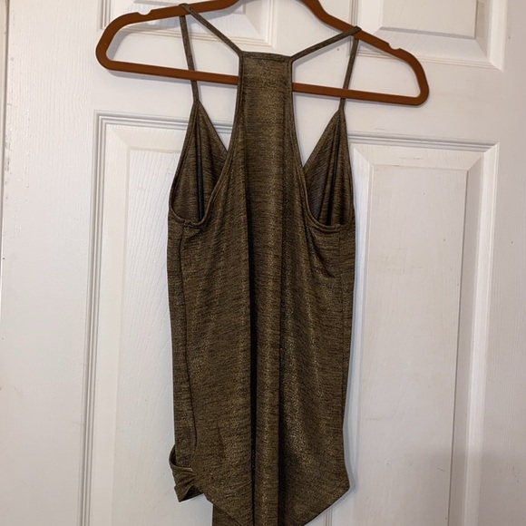 Lily Rose Women’s Draped Front Racer Back Shimmering Bronze Tank Top Size Small - Picture 8 of 8